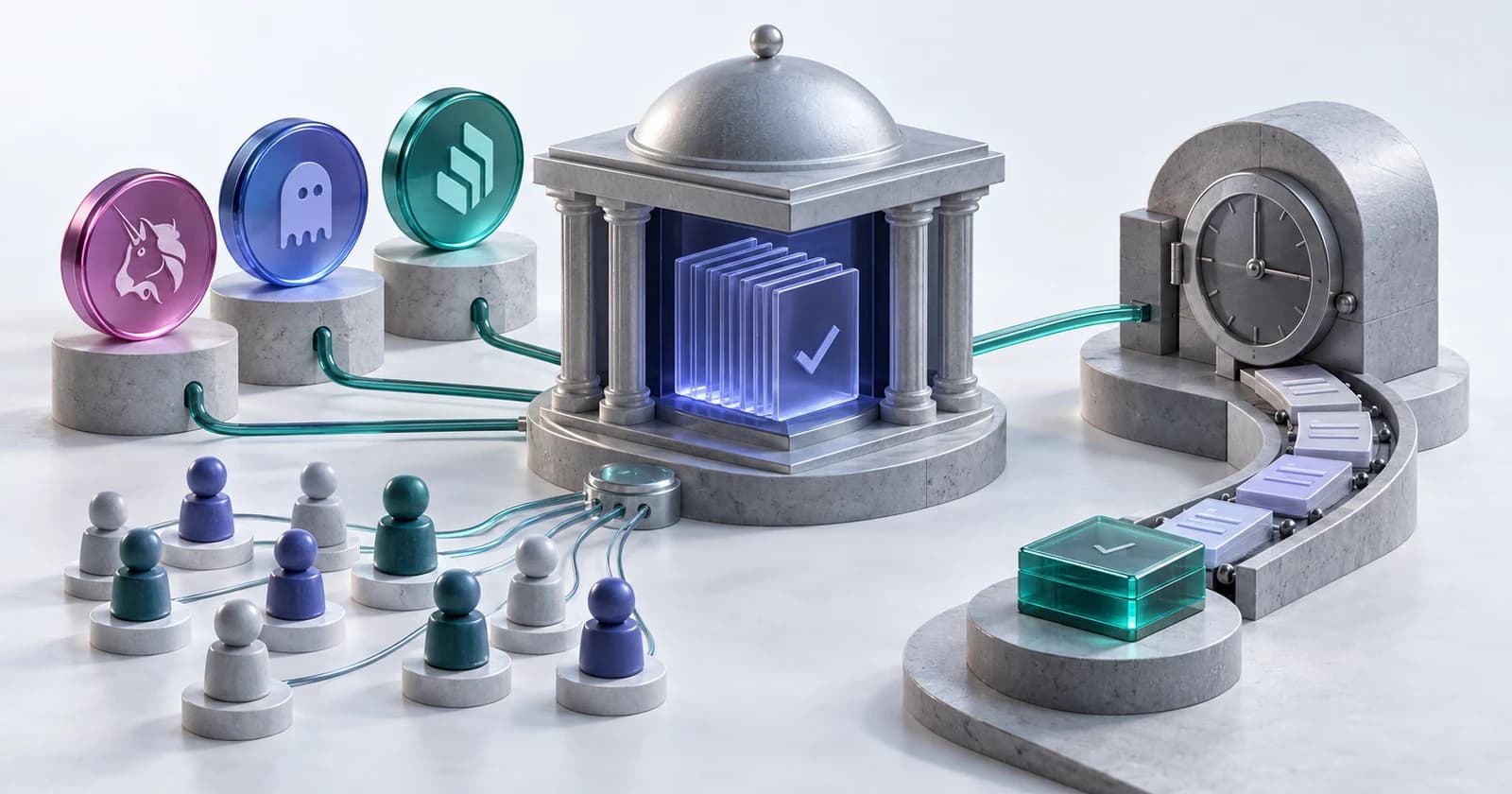 Cover illustration for: Governance Tokens on ERC20: UNI, AAVE, Compound Patterns